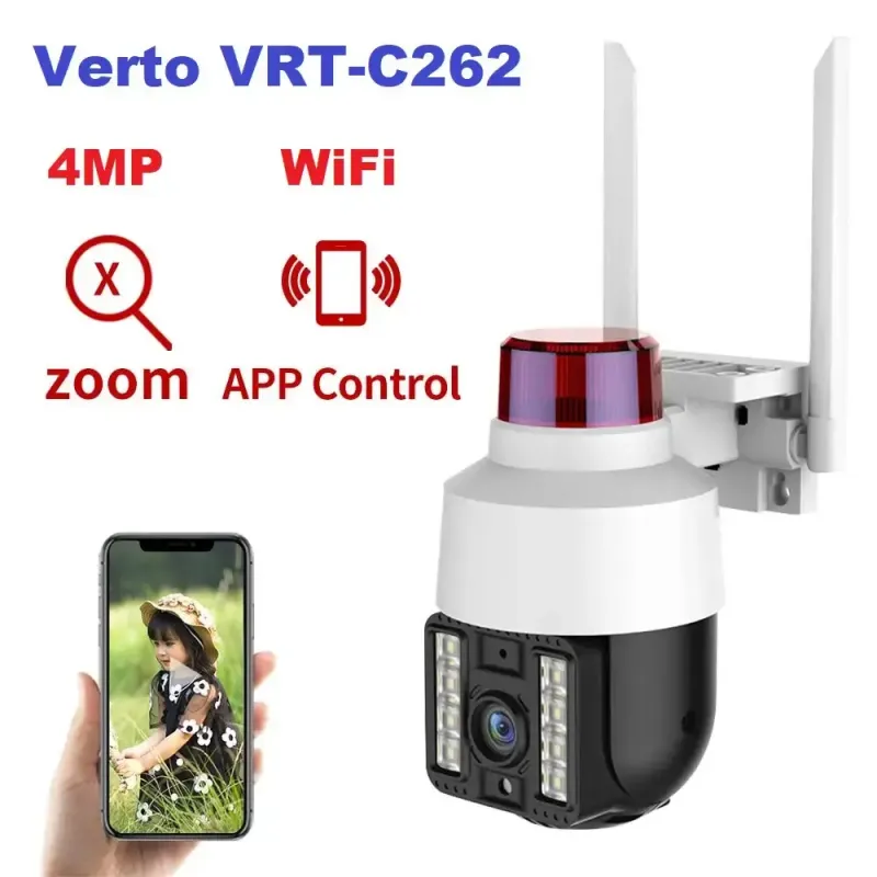Бездротова вулична камера WiFi PTZ Verto VRT-C262 FHD 4mp поворотна з сигналізацією