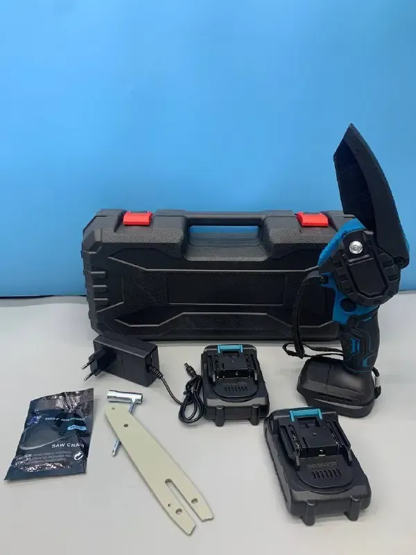 Акумуляторна ланцюгова міні-пила6 inch Electric SAW BLUE кейсом / 2 акумулятори 4А/год 8644