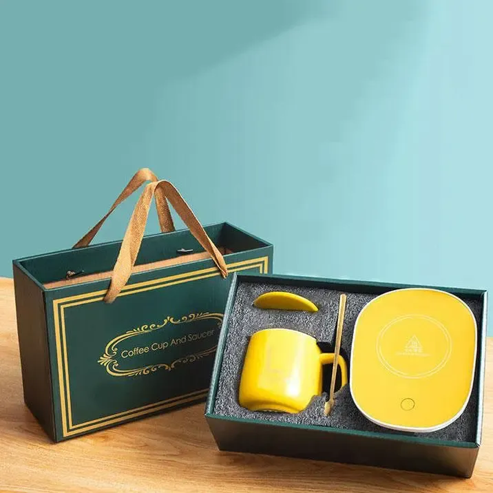 Жовта Чашка на подставке с подогревом Stenson YG01317 L 400мл