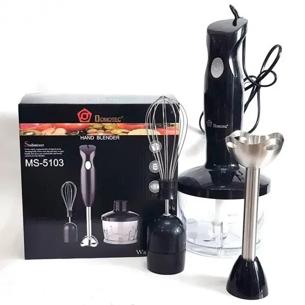 Блендер Domotec Ms-5103 3в1, ручний занурювальний блендер, міксер, кухонний комбайн, кухонний подрібнювач 500 Вт