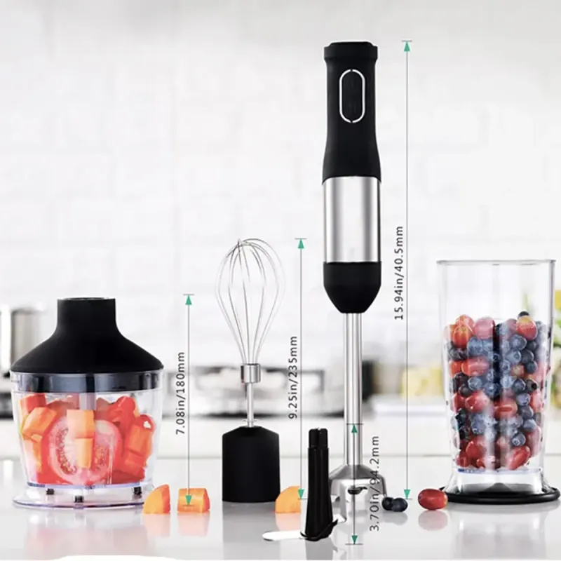 Блендер ручний 5 в 1 на 1500 Вт із подрібнювачем і насадками міксер і спінювач молока 20 швидкостей Zepline