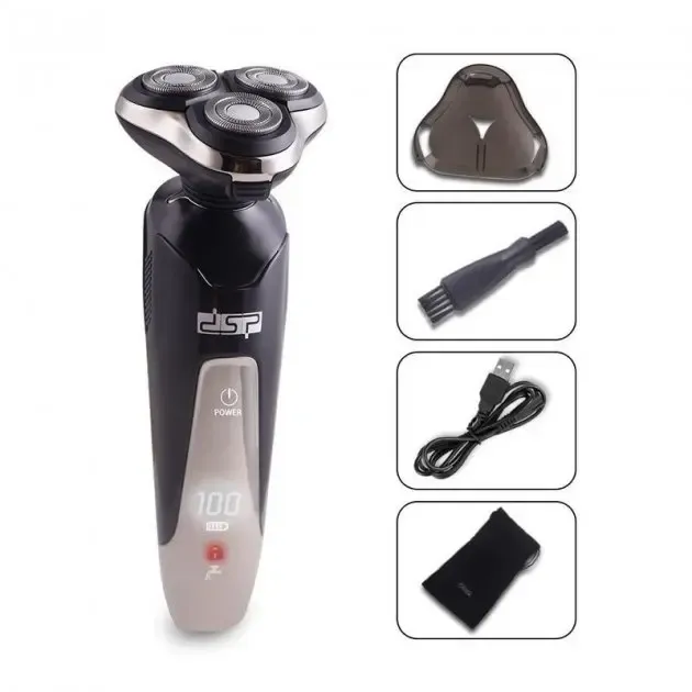 Бритва Електрична на 3 плаваючі головки DSP 60017 Роторна Електробритва чоловіча для вологого та сухого гоління