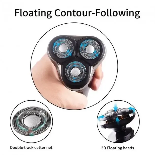 Бритва Електрична на 3 плаваючі головки DSP 60017 Роторна Електробритва чоловіча для вологого та сухого гоління