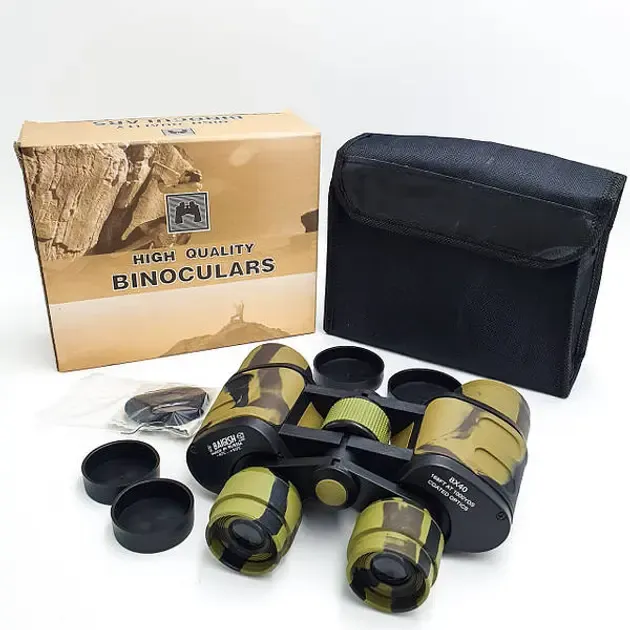 Бінокль польовий гумовий з чохлом 8X Baigish W10 8x40 Камуфляжний