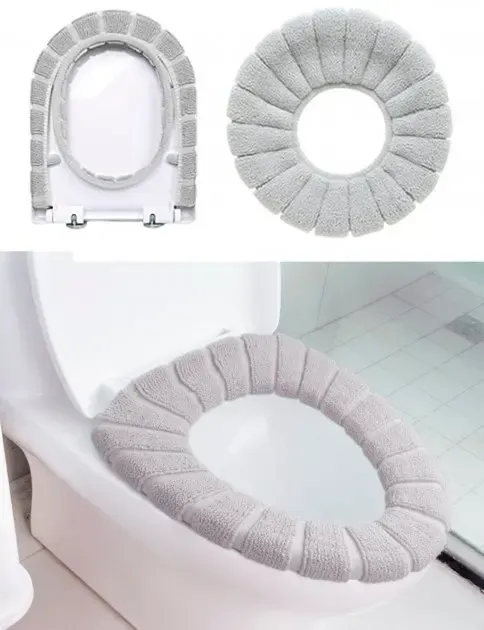 Чохол на сидіння унітазу знімний М'який Теплий з фіксацією для туалету 30 см