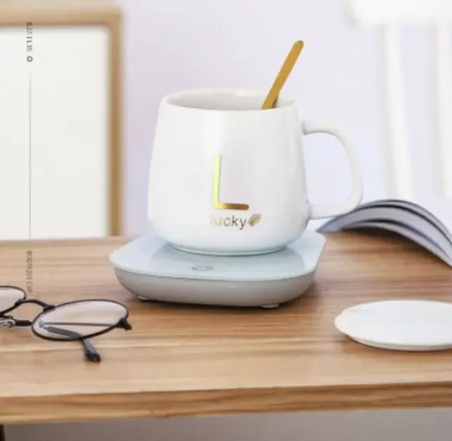 Біла Чашка на подставке с подогревом Stenson YG01317 L 400мл