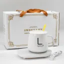 Біла Чашка на подставке с подогревом Stenson YG01317 L 400мл