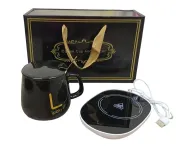 Чорна Чашка на подставке с подогревом Stenson YG01317 L 400мл