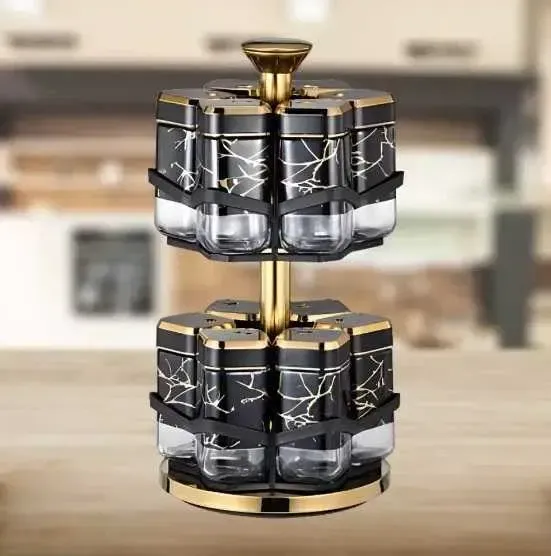 Органайзер на підставці для спецій 12 банок BLACK-GOLD