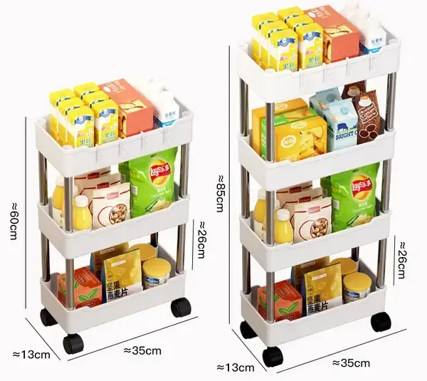 Етажерка на колесах 4 полиці біла підлогова Storage rack AND906