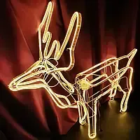 Синій Вуличний новорічний олень із дюралайту з поворотом голови великий 115 см від мережі