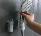 Тримач для душу на присосках SHOWER SUCKER Силіконовий переносний кронштейн - настінний для душової насадки на різні поверхні, Білий