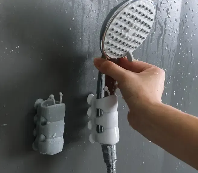Тримач для душу на присосках SHOWER SUCKER Силіконовий переносний кронштейн - настінний для душової насадки на різні поверхні, Білий