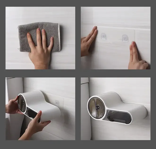 Тримач для туалетного паперу, Білий / Клейкий настінний утримувач для паперу