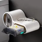 Тримач для туалетного паперу, Білий / Клейкий настінний утримувач для паперу