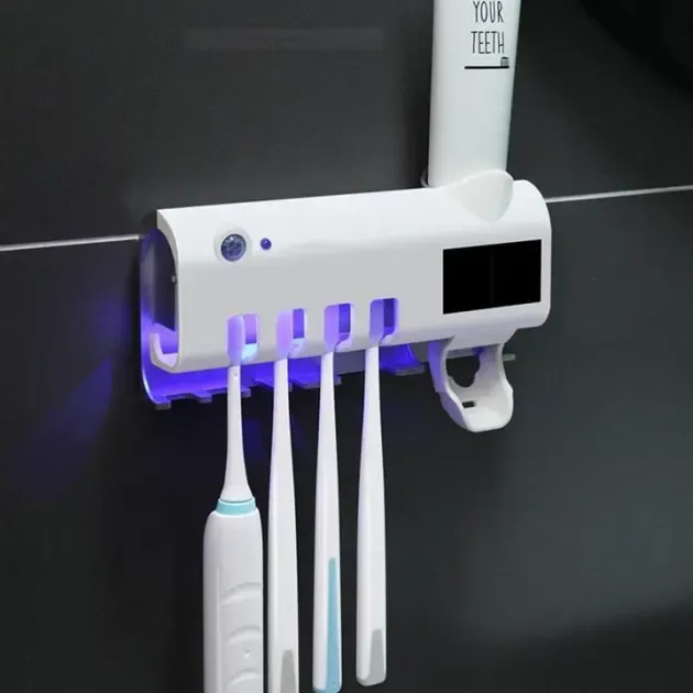 Тримач-диспенсер для зубної пасти та щіток Toothbrush sterilizer автоматичний