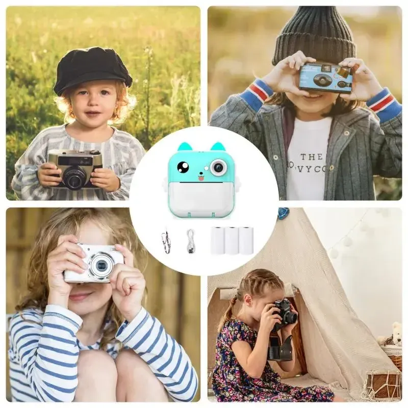 Дитяча камера миттєвого друку з термопринтером/Цифрова фотокамера/Дитячий термопринтер з камерою та іграми