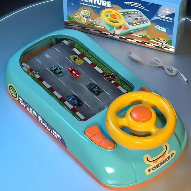 Дитяча машинка автотренажер для дітей, Настільна гра-симулятор водіння з іграшковими гонками