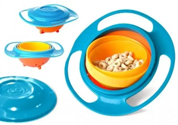 Дитяча тарілка-непроливайка "Universal Gyro Bowl", тарілка непроливайка неваляшка, посуд для дітей