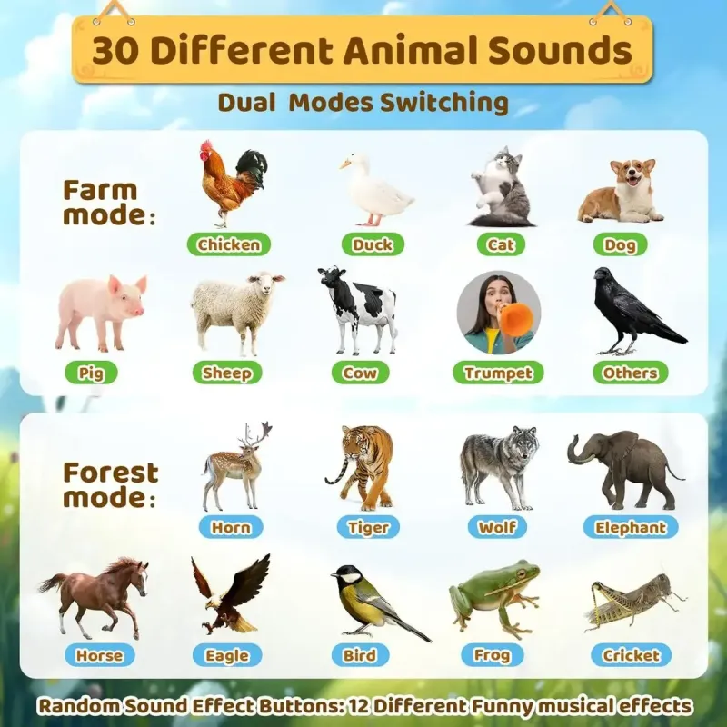 Дитяча інтерактивна іграшка Горн зі звуками тварин Animal Caller Горн із імітацією 30 звуків тварин