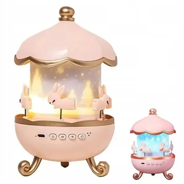 Дитячий нічник проектор зоряного неба Bluetooth Fairy Tale E11 акумуляторний світильник карусель 6 змінних картинок з LED підсвічуванням та музикою