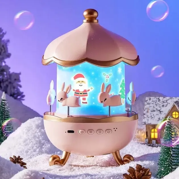 Дитячий нічник проектор зоряного неба Bluetooth Fairy Tale E11 акумуляторний світильник карусель 6 змінних картинок з LED підсвічуванням та музикою