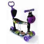 Дитячий Самокат 5 в 1 з підніжками та батьківською ручкою Best Scooter, PU колеса, Підсвічування коліс