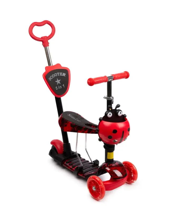 Дитячий Самокат 5 в 1 з підніжками та батьківською ручкою Best Scooter, PU колеса, Підсвічування коліс