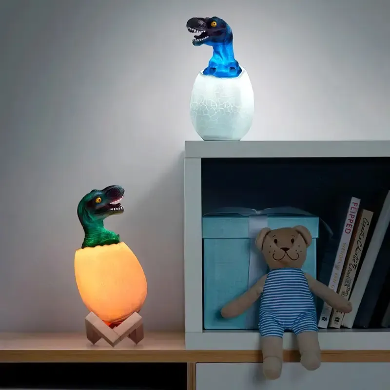 Дитячий світильник SUNROZ 3D Dinosaur Lamp лампа-нічник "Динозаврик у яйці" з пультом ДУ