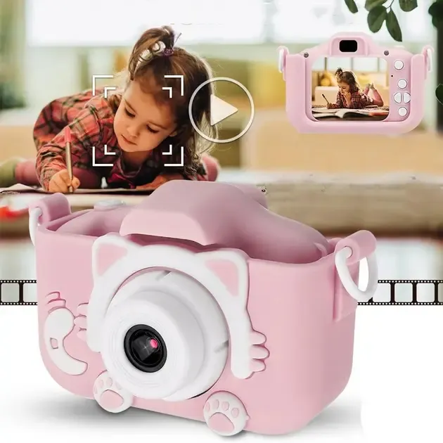 Дитячий цифровий фотоапарат Smart Kids Kitty з 2" екраном 20Мп у силіконовому чохлі "Кішечка" із вбудованими іграми
