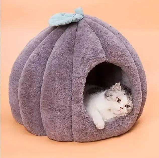 Будиночок лежанка Тиковка для котів та собак хутряна трансформер 2в1, діаметр 40 см, висота 42 см. - DG-7