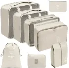 Дорожній органайзер 7в1 Набір органайзерів для одягу, взуття та аксесуарів для подорожей Бежевий