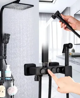 Душ на стіну з нержавіючої сталі / тропічний душ з регуляторами та біде shower AND AA6-6