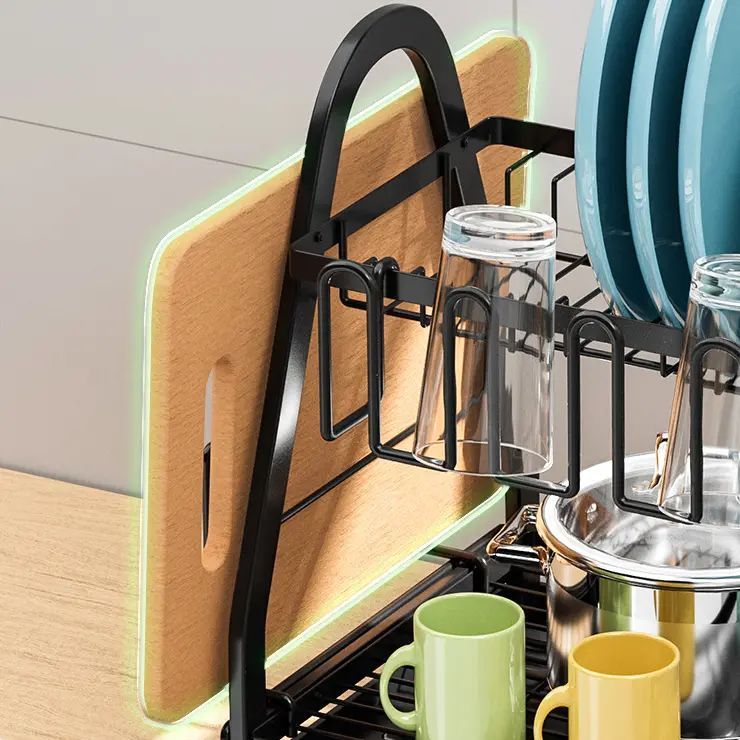 Двоярусна настільна сушарка для посуду, чорна, 50x30x38 см
