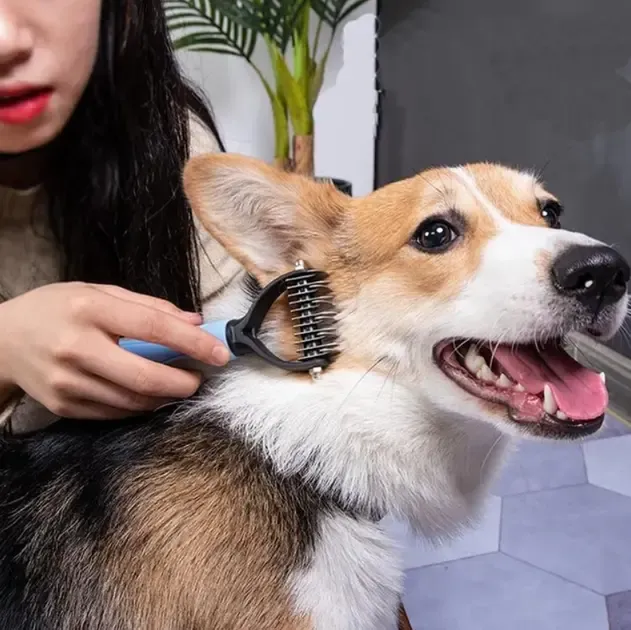 Двосторонній гребінець для вичісування вовни котів та собак AND217