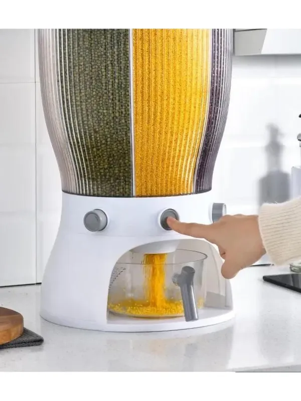 Білий Диспенсер для круп, що обертається з дозатором