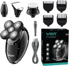 Електробритва V-302 для чоловіків роторна для вологого та сухого гоління з плаваючими головками та триммером 4в1 VGR