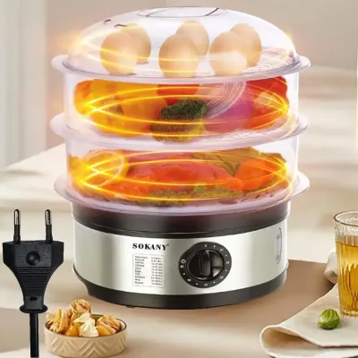 Електрична пароварка 3-рівнева 650Вт, 11л, Sokany SK-07018 / Мантоварка електрична / Електропароварка