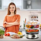 Електрична пароварка 3-рівнева 650Вт, 11л, Sokany SK-07018 / Мантоварка електрична / Електропароварка