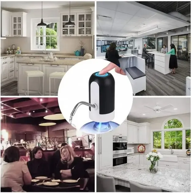 Електрична помпа для бутильованої води Automatic water dispenser з підсвічуванням на сулію 19 л Чорний