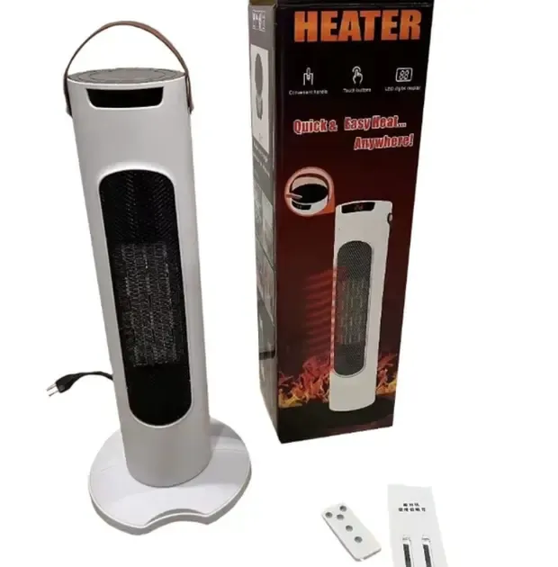 Електричний баштовий обігрівач, тепловентилятор білий, 2000 Вт, 3 режими обігріву