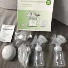 Електричний подвійний масажний молоковідсмоктувач Kinder Goods в комплекті з 2 пляшками для молока + соска, USB