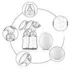 Електричний подвійний масажний молоковідсмоктувач Kinder Goods в комплекті з 2 пляшками для молока + соска, USB