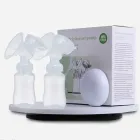 Електричний подвійний масажний молоковідсмоктувач Kinder Goods в комплекті з 2 пляшками для молока + соска, USB