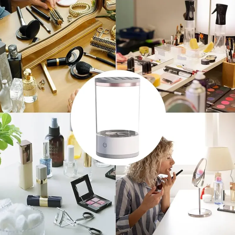Електричний очищувач пензлів для макіяжу Cleaning Brush 2 в 1 підставка для чищення та сушіння косметичних пензликів