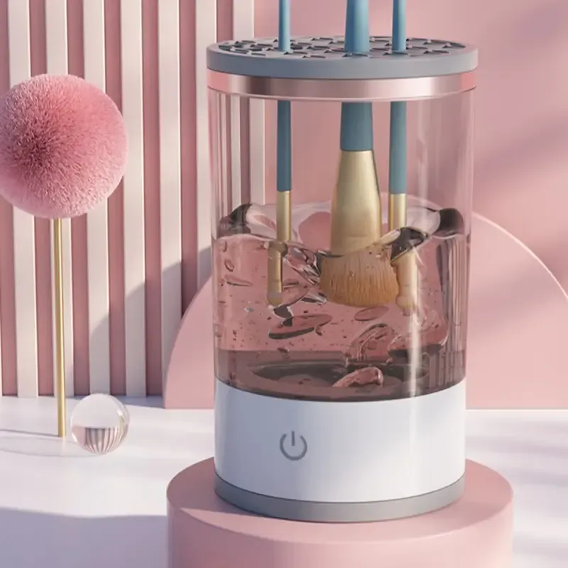 Електричний очищувач пензлів для макіяжу Cleaning Brush 2 в 1 підставка для чищення та сушіння косметичних пензликів