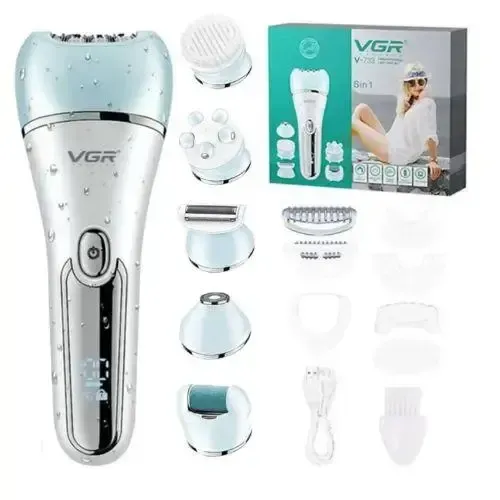 Епілятор жіночий VGR V-733 6в1 для обличчя та тіла від USB для видалення волосся