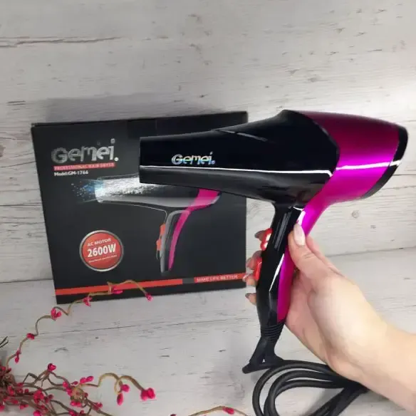 Фен для волосся Gemei GM-1766 2600 Вт Подача холодного повітря Вузький концентратор