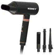 Фен для волосся Kemei KM-9203 4 насадки (концентратор, гребінець для вирівнювання волосся, насадка для локонів, конусна насадка)