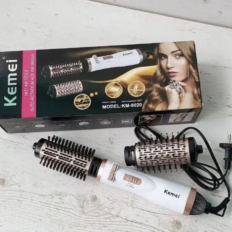 Фен-щітка для укладки волосся з насадками Kemei KM-8020